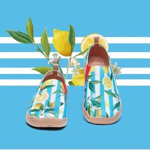 UIN Women's Slip On Casual Knitted Comfort Walking Shoes (Lemon Summer)